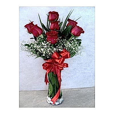 Vazoda 7 Kirmizi G�l